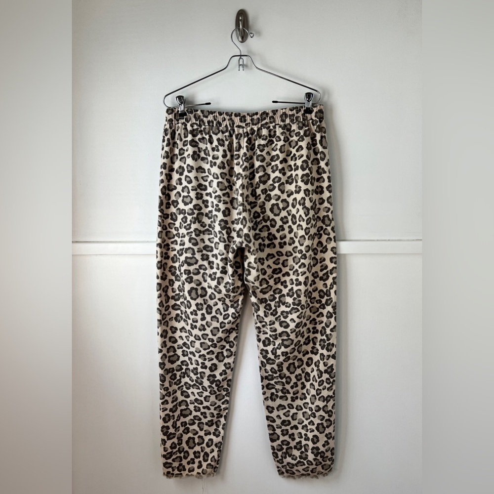 Monrow Leopard Print Cotton Raw Hem Crop Pull On … - image 8